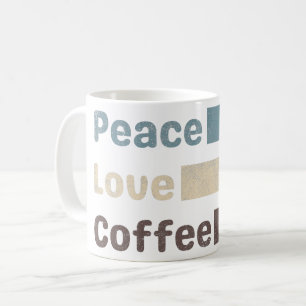 Caneca De Café café vintage texto colorido paz amor café