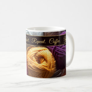 Caneca De Café Café Yarn Knit Repete Mantra para Knitter Maker