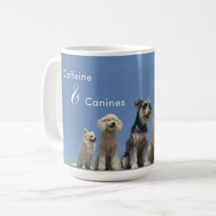 Caneca De Café Cafeína & Caninos. Café Divertido para Amantes d