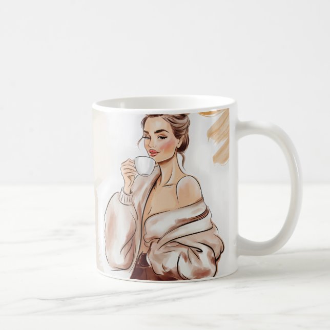 Caneca De Café Cafeína e Confiança - Mãe Engraçada Coffee Mug (Direita)