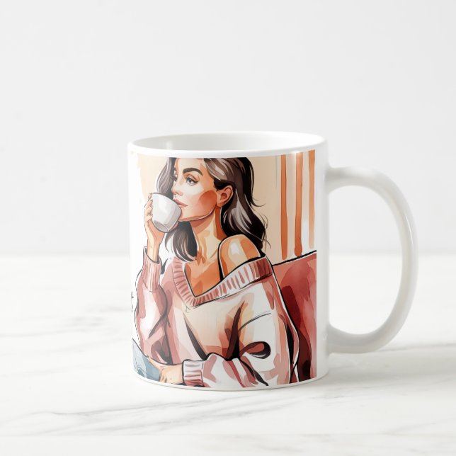 Caneca De Café Cafeína e Confiança - Mug de Café Presente Mãe (Direita)