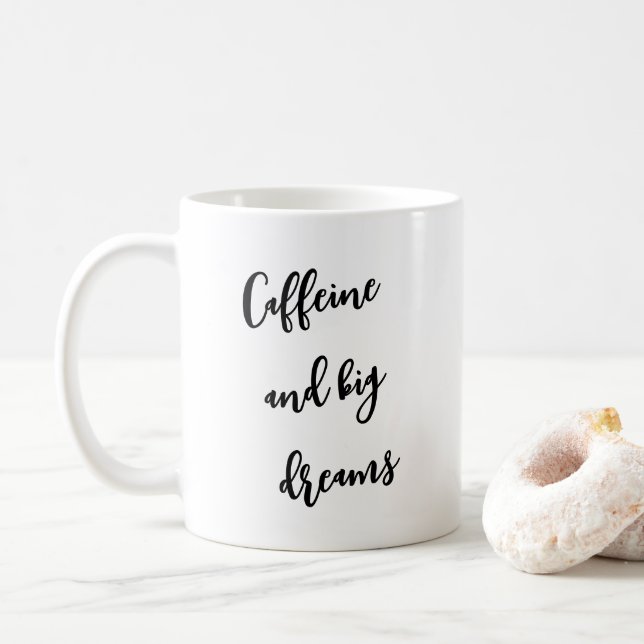 Caneca De Café Cafeína e grandes sonhos (Com Donut)