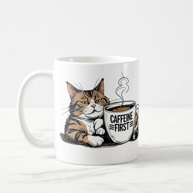 Caneca de Café 'Cafeína Primeiro' para Amantes de  (Esquerda)