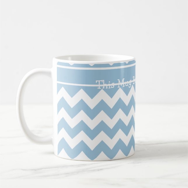 Caneca De Café Cafezinho Personalizado, Chevrons Azuis e Branco (Esquerda)