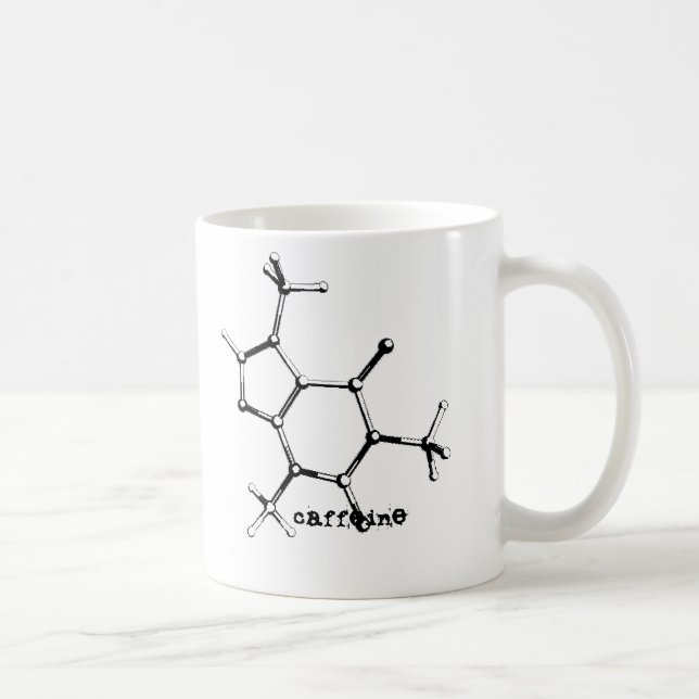 Caneca De Café caffein_molecule do bw, cafeína, cafeína (Direita)