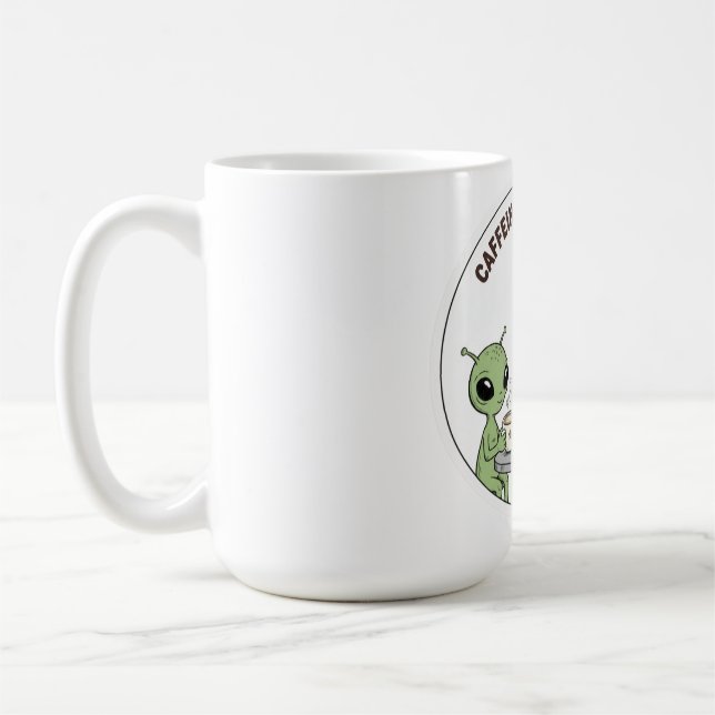Caneca De Café Caffeinated Cosmos Cute Funny Alien Coffee (Esquerda)