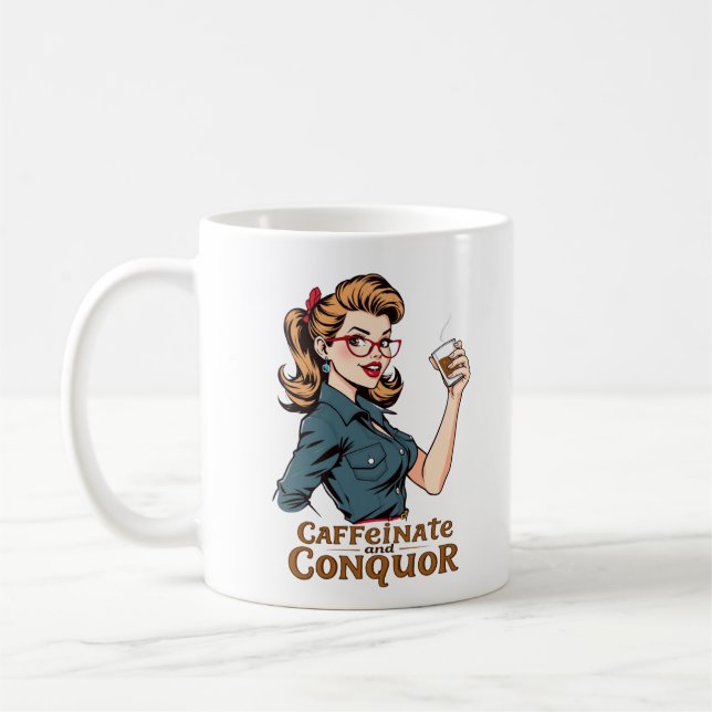 Caneca De Café Caffeinato e Conquor Sassy Retro (Esquerda)