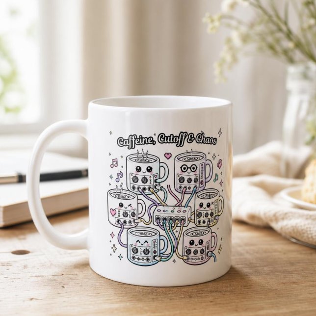 Caneca De Café Caffeine, Cutoff & Chaos – Synth Nerd Kaffee (Criador carregado)