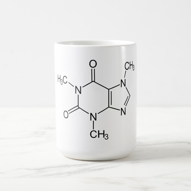 Caneca De Café Caffeine Molecule Chemistry Coffee Atoms (Centro)