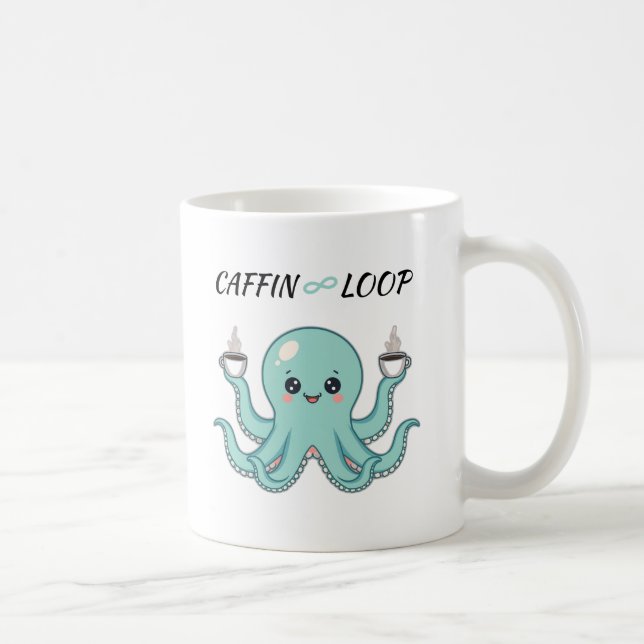 Caneca De Café Caffin Loop Kawaii Coffee Mug – Octopus Cute  (Direita)