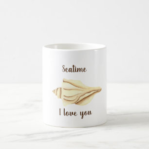 Caneca De Café Cãibra-branca-romântica Seatime Shell Coffee Mug