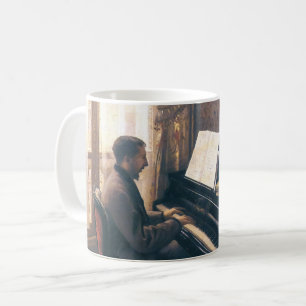 Caneca De Café Caillebotte Antigo Jovem Tocando Piano