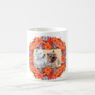 Caneca De Café Cairn marrom e terriers Westie em Floral