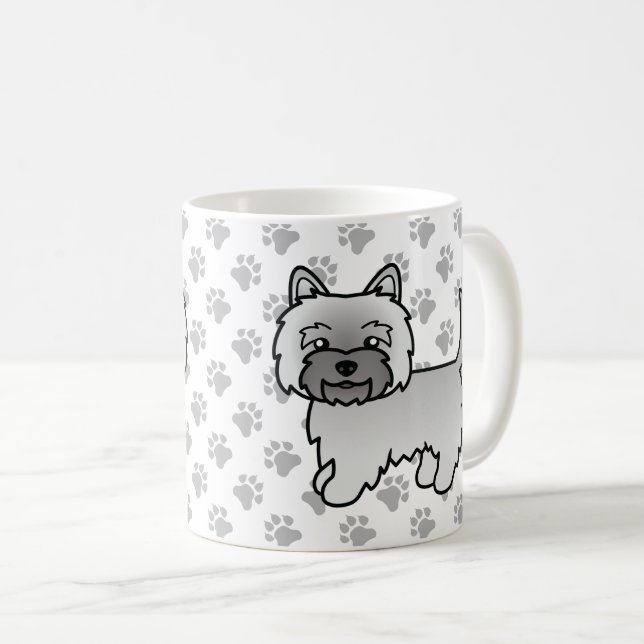 Caneca De Café Cairn Terrier Cinza Cachorro de Desenho Animado Fo (Frente Esquerda)
