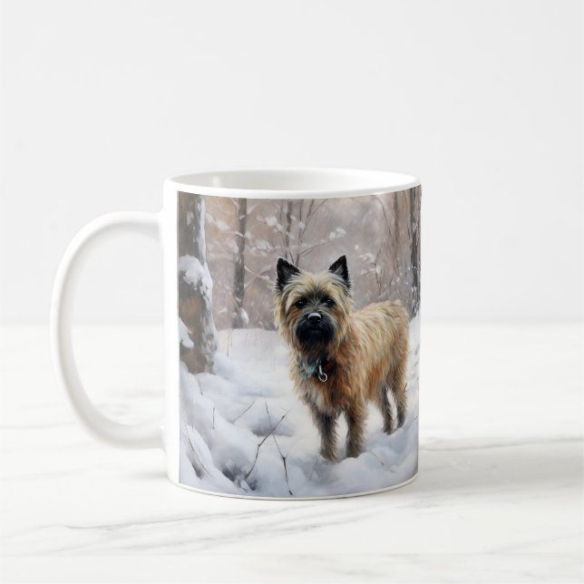Caneca De Café Cairn Terrier Deixe Nevar Natal (Esquerda)