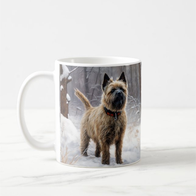 Caneca De Café Cairn Terrier Deixe Nevar Natal (Esquerda)