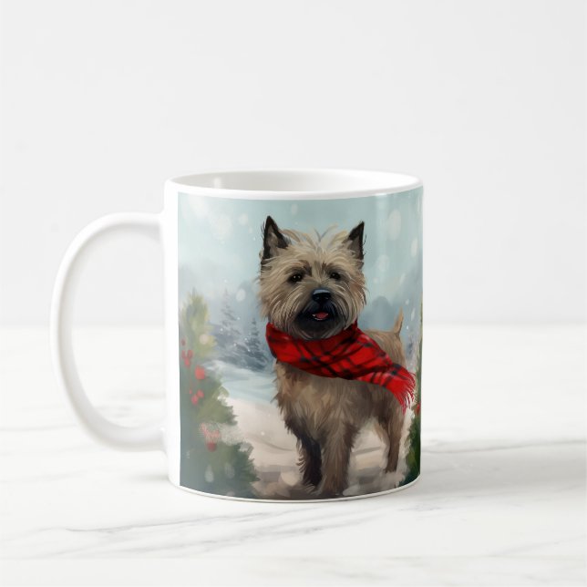 Caneca De Café Cairn Terrier Dog no Natal da Neve (Esquerda)