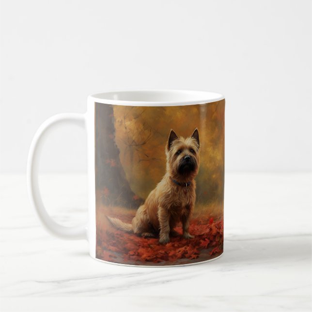 Caneca De Café Cairn Terrier no outono deixa cair inspiração (Esquerda)