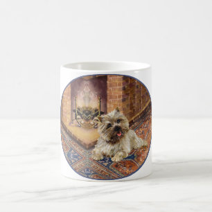 Caneca De Café Cairn Terrier perto da aconchegante lareira