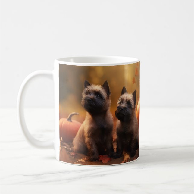 Caneca De Café Cairn Terrier Puppy Autumn Delight Pumpkin (Esquerda)