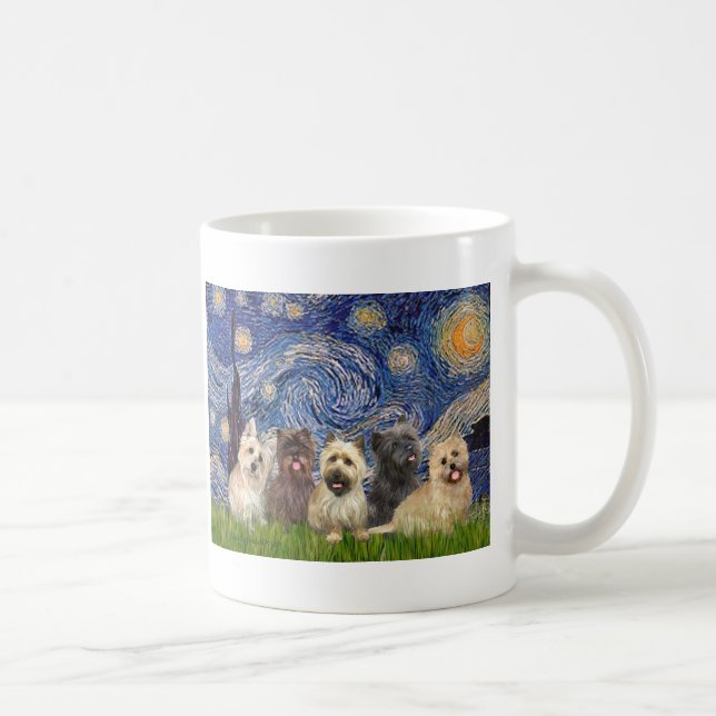 Caneca De Café Cairn Terriers (Cinco) - Starry Night (Direita)