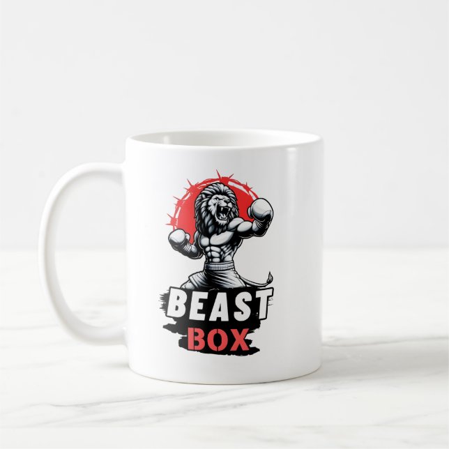 Caneca De Café Caixa de Beast - Kick Boxing Lion Design (Esquerda)