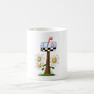 Caneca De Café Caixa de Correio com Margaridas e Bandeira de Cora