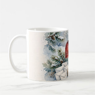 Caneca De Café Caixa de Correio de Natal Presente Aquarela Letras