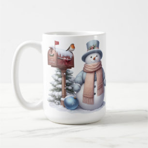 CANECA DE CAFÉ CAIXA DE CORREIO GENETIZADA PASTEL WINTER SNOWMAN 