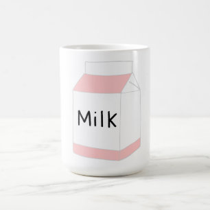 Caneca De Café Caixa de Leite Rosa e Branco