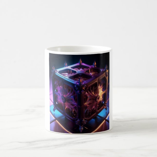 Caneca De Café Caixa de Música Reflexiva Fractal Steampunk (Centro)