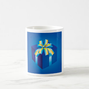 Caneca De Café Caixa de Presente Azul com Fita Amarela e Aqua