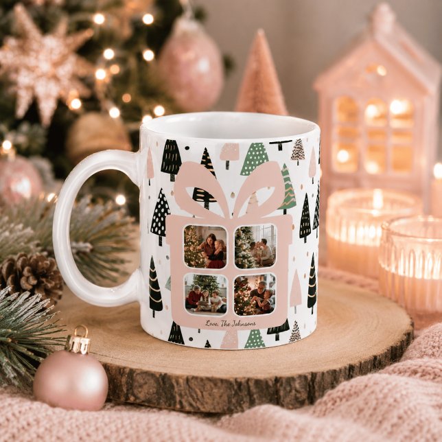 Caneca De Café Caixa de Presente Personalizada de Natal Rosa Mode (Criador carregado)