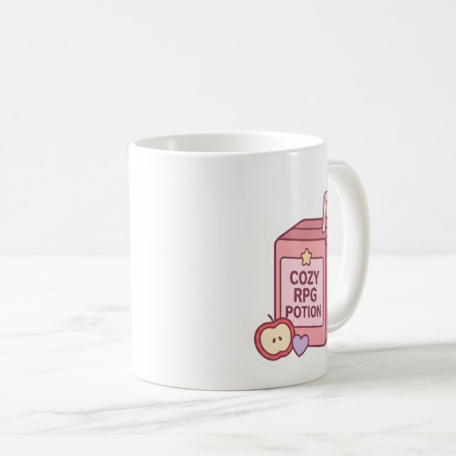 Caneca de Café Caixa de Suco de Poção RPG Fofo Kaw (Frente Esquerda)