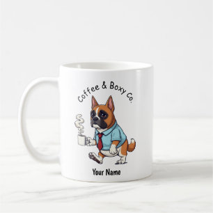 Caneca De Café Caixa Engraçada do Cachorro Boxer Terno de Negócio