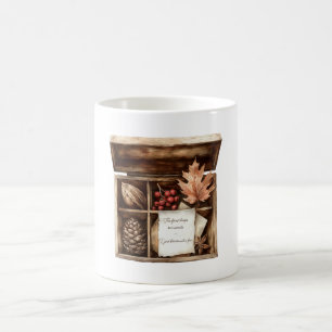 Caneca De Café Caixa Frutas Folhas Pinhas Tesouros