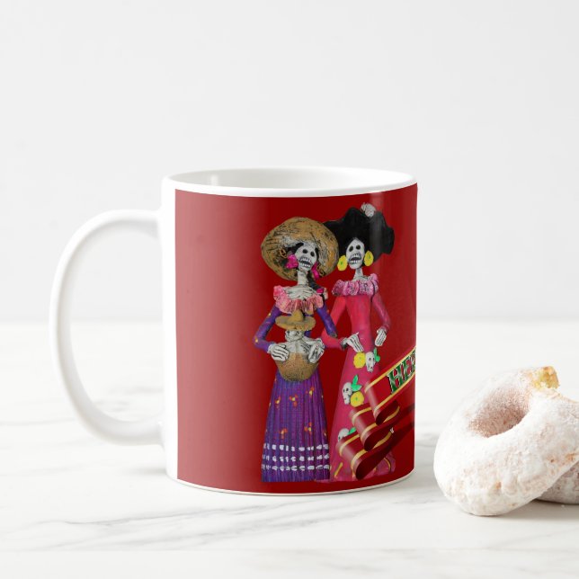 Caneca De Café Calavera Hermanas (Com Donut)