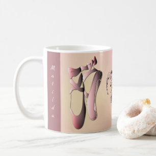 Caneca De Café Calçados com Balé rosa com monograma