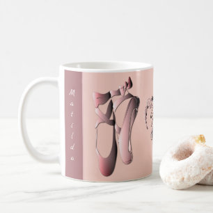Caneca De Café Calçados cor-de-rosa com Balé com monograma