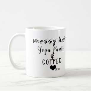 Caneca De Café Calças De Yoga Cabelo Desgrenhado Café Personaliza