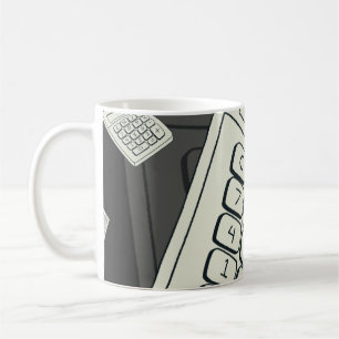 Caneca De Café Calculadora Minimalista e Ilustração de Padrão Mat