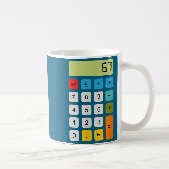 Caneca De Café Calculator 67 Six Seven Funny Math Meme  (Direita)