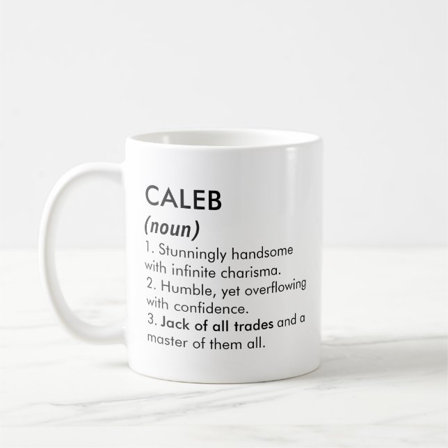 Caneca De Café Caleb name, Editable name, Custom name (Esquerda)