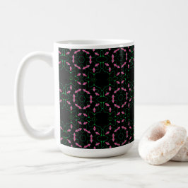 Caneca De Café Caleidoscópio de Esmeralda e Rosa