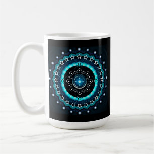 Caneca De Café Caleidoscópio Mandala com fundo preto