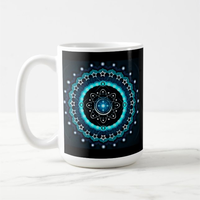 Caneca De Café Caleidoscópio Mandala com fundo preto (Esquerda)