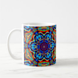 Caneca De Café Caleidoscópio Psicodélico Azul Vermelho e Verde
