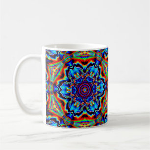 Caneca De Café Caleidoscópio Psicodélico Azul Vermelho e Verde