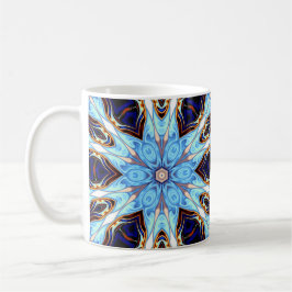 Caneca De Café Caleidoscópio Psicodélico Flor Azul e Laranja