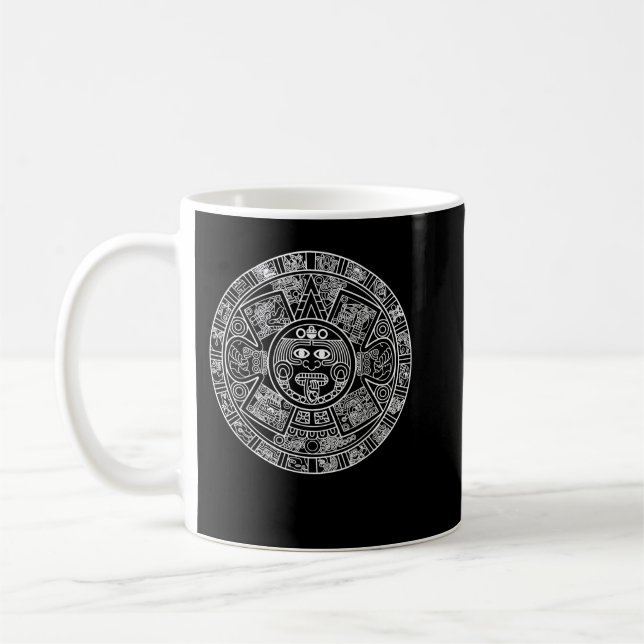 Caneca De Café Calendário Asteca - Nahuatl Mexica - Pedra Sun Mai (Esquerda)